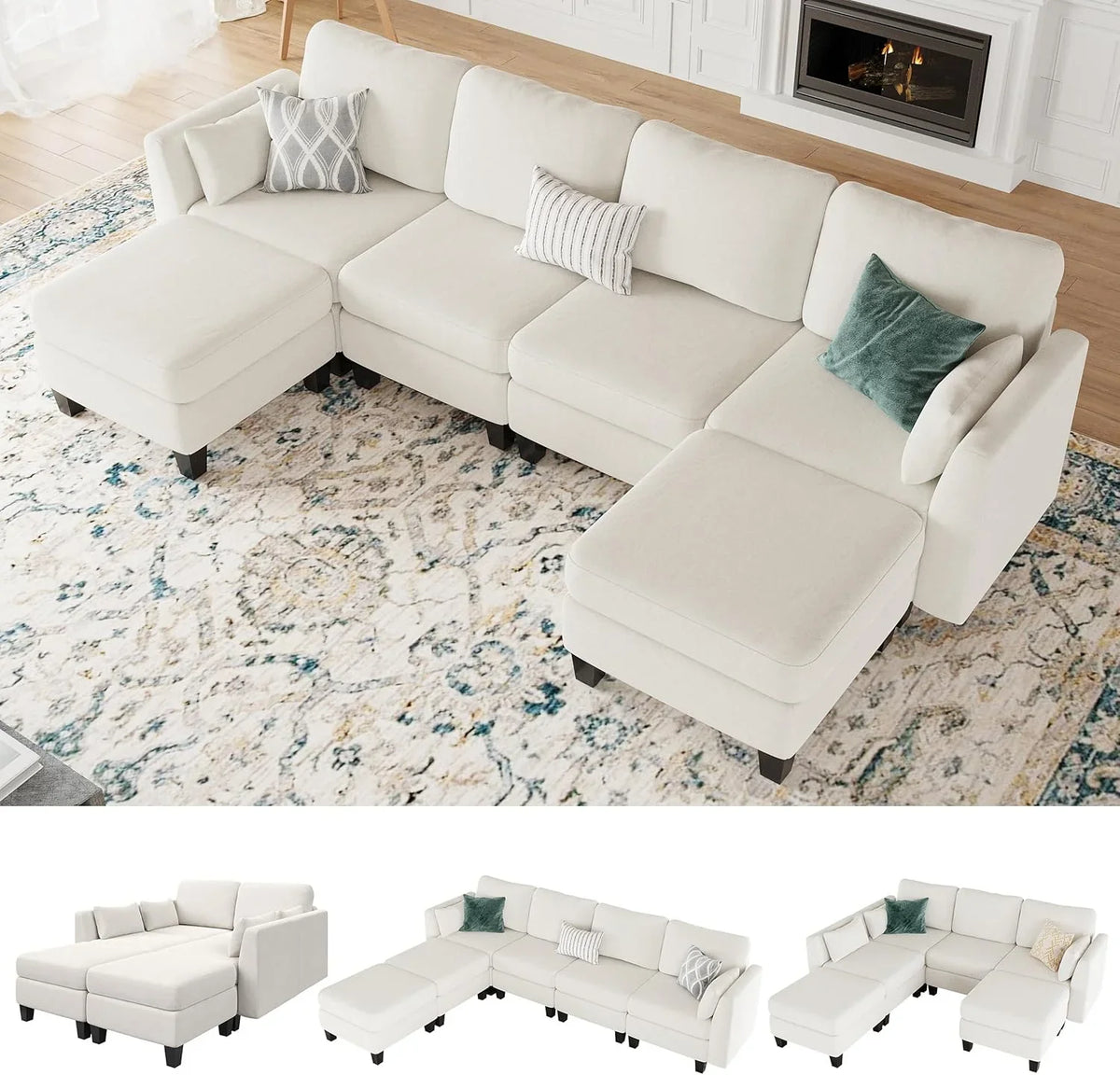 Modular Sectional Sofa, Convertible U Shaped Sofa Couch with High Density Memory Foam, 6 Seat Comfy Modular Sofa Couch Room, Modern U Shaped Sectional Sofa, Dimgrey