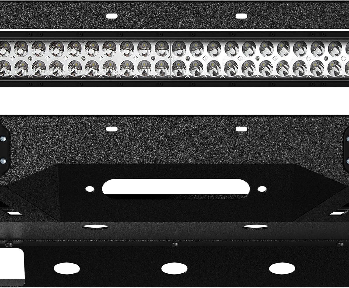 for Tacoma 3rd Gen Stubby Front Bumper Compatible with 2016 2017 2018 2019 2020 2021 2022 2023 Tacoma with Skid Plate, Winch Plate, License Plate Frame, LED Lights & D-rings, Black