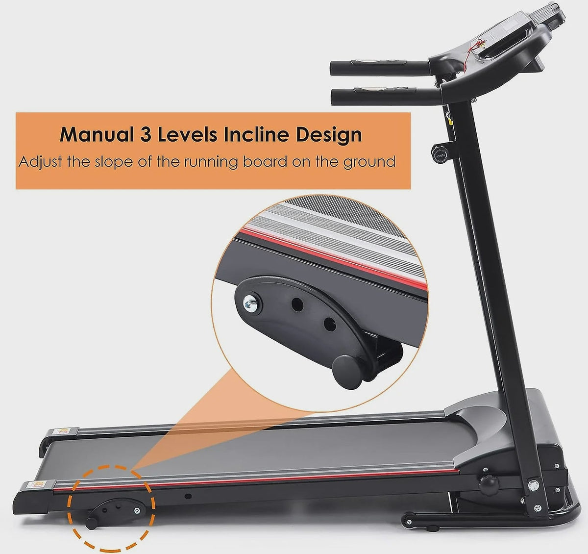 2.5HP Folding Treadmill with Incline, Electric Folding Treadmill for Walking Treadmill Machine 5 in LCD Screen 250 LB Capacity MP3