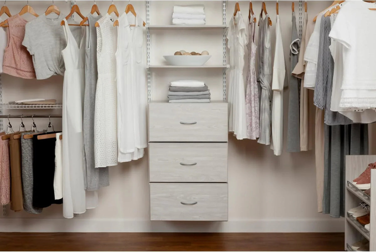 Configurations Custom Closet Kit 4-8 Ft. Adjustable Metal Wire Shelving White Finish Expandable Organization System Hardware Included for Home Closet/Pantry/Laundry/Mudroom