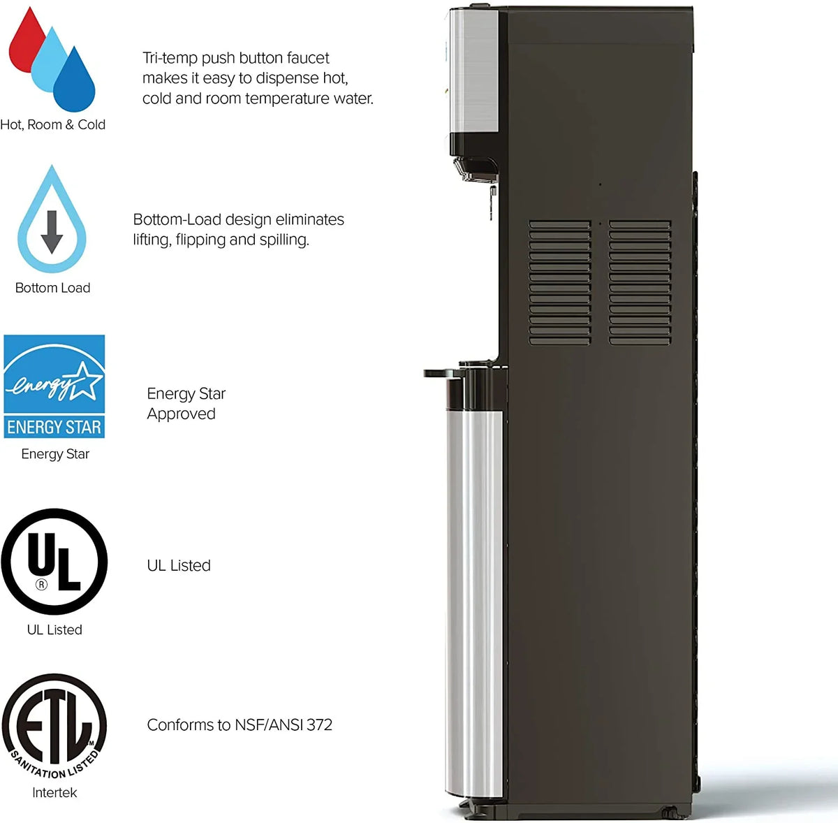 Brio Self Cleaning Bottom Loading Water Cooler Water Dispenser 3 Temperature Settings