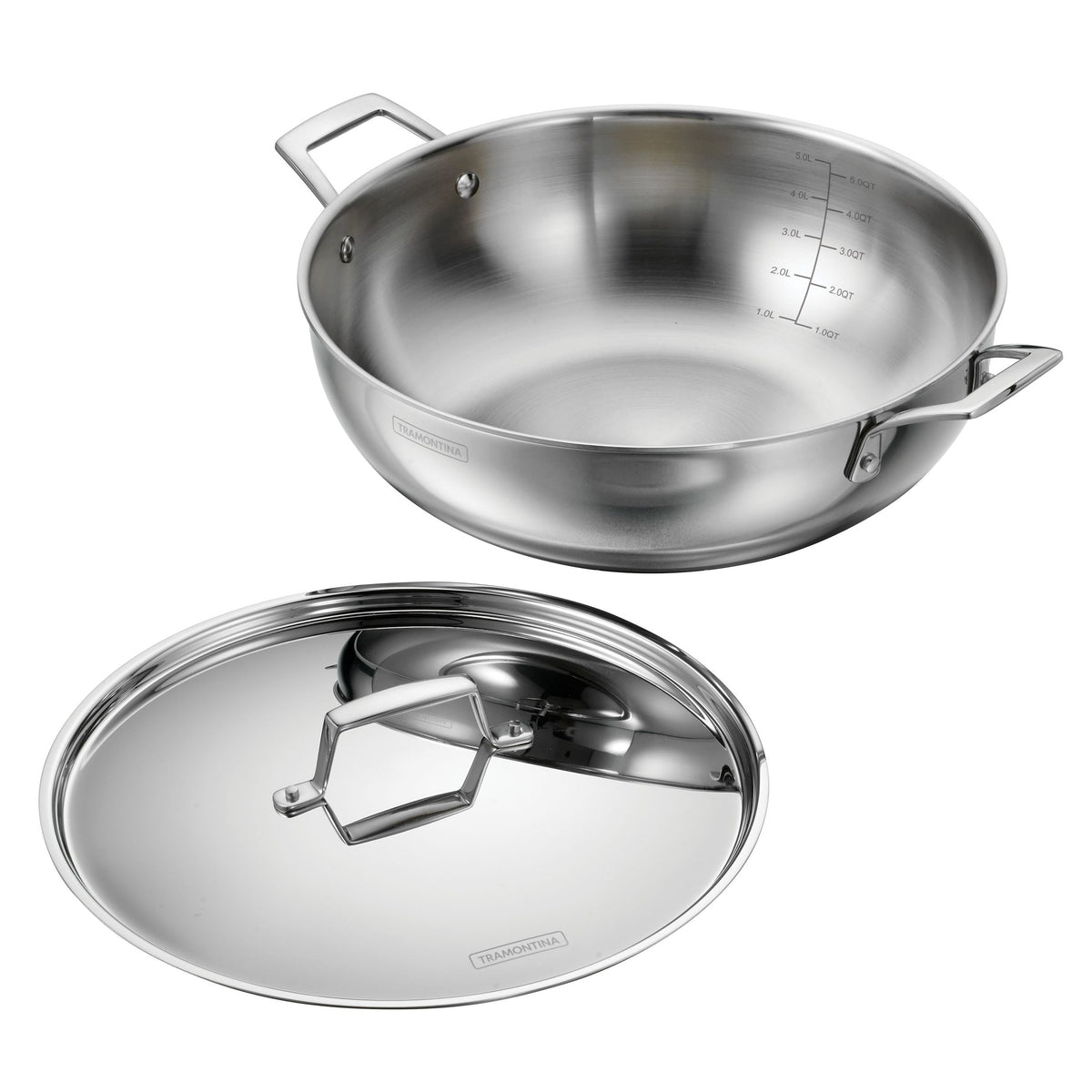6 Qt Tri-Ply Clad Stainless Steel Covered Kadai