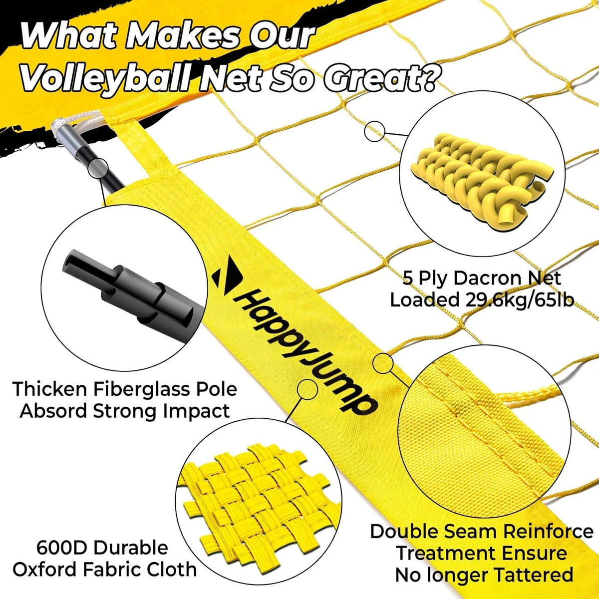 Adjustable volleyball training net equipment system (8x11 feet), suitable for adult outdoor or indoor volleyball practice, equipped with volleyball.