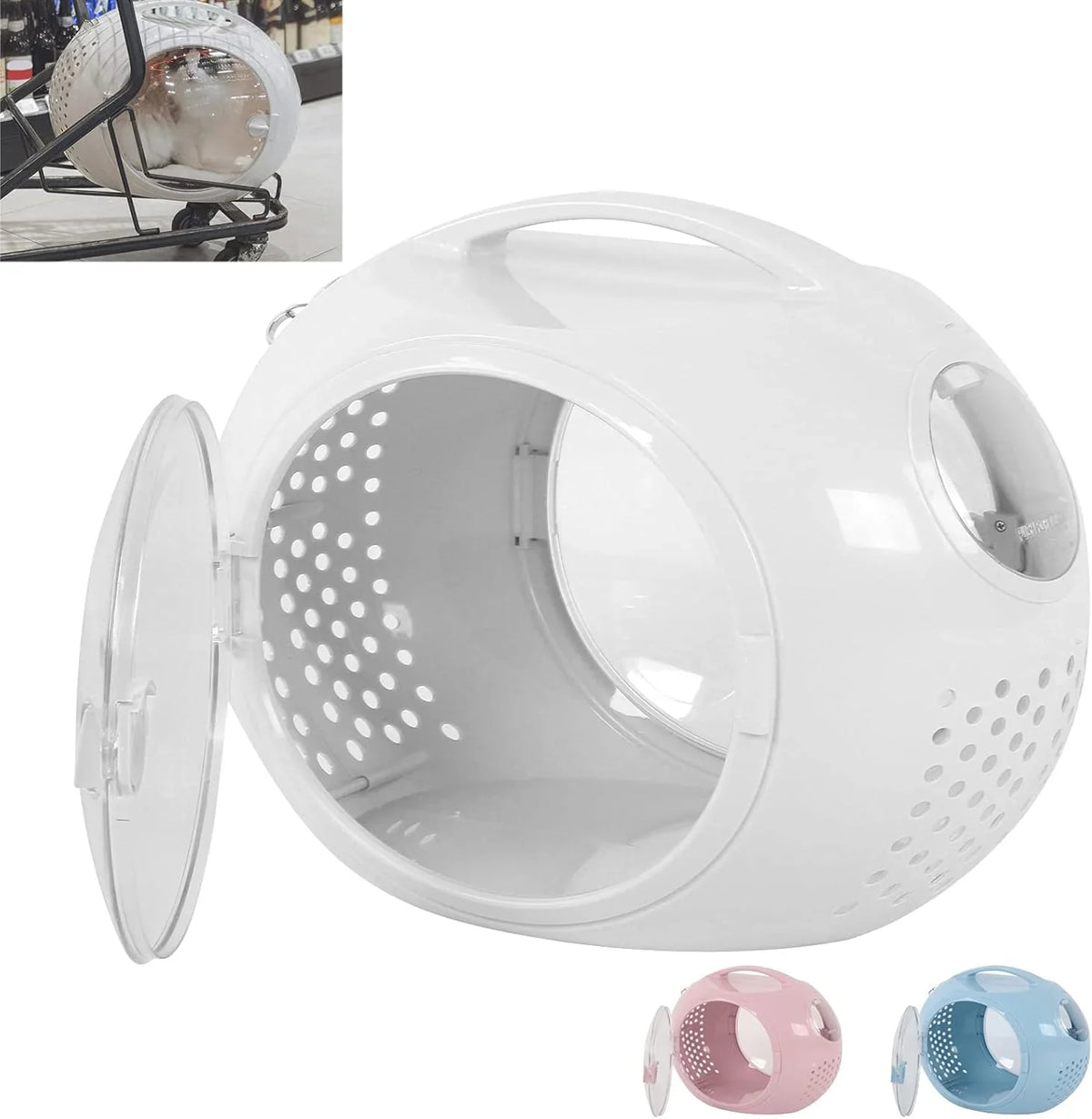 Portable pet backpack-style transportation case, space capsule-style backpack-style pet backpack, suitable for small dogs, cats and small pets (white version)