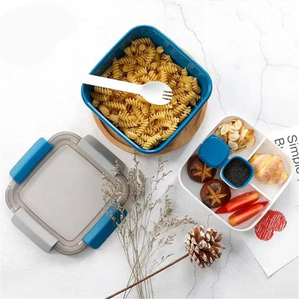 Lunch Bento Box Work Compartment Cute Ladies Microwave Portable Container Cutlery Picnic Set(E)