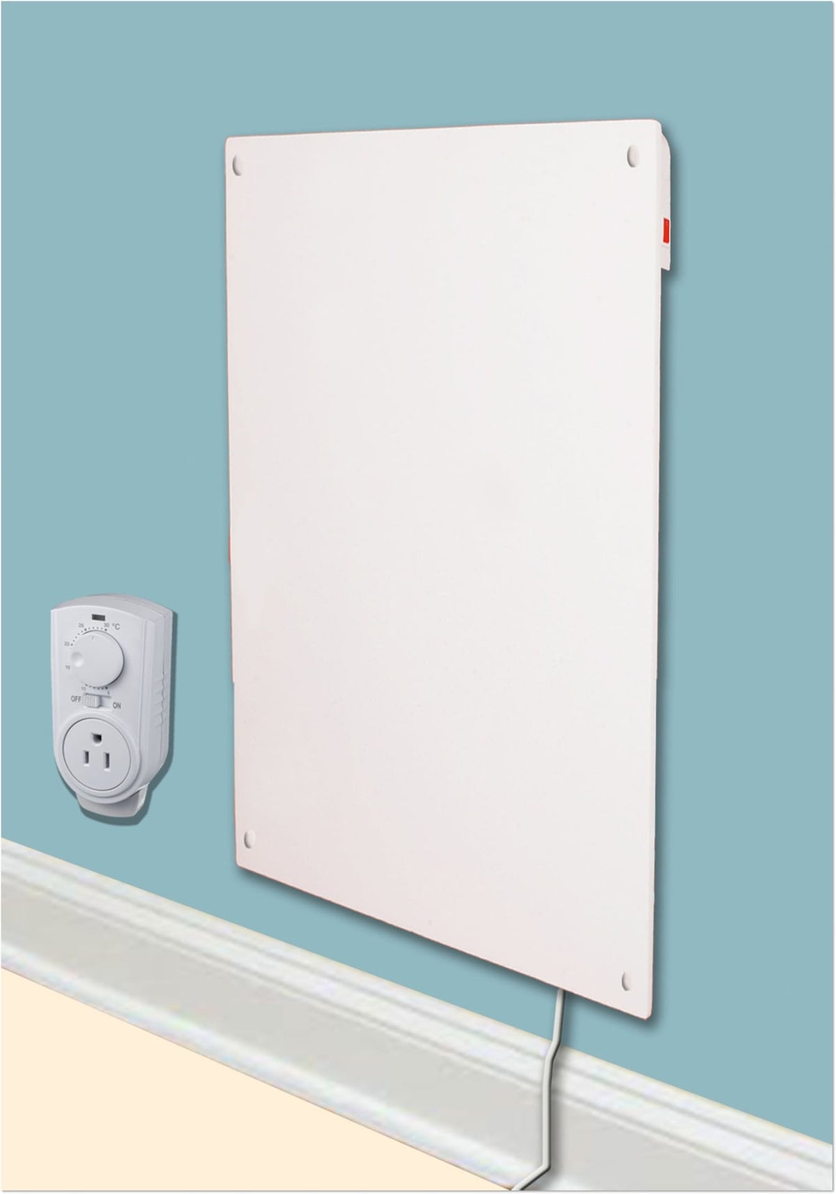 Electric Heater with Plug-in Thermostat, 600W, White