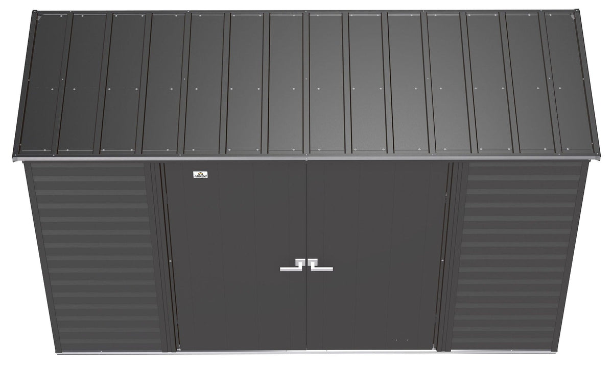 Select Galvanized Steel Storage Shed, Charcoal, 10-ft x 4-ft