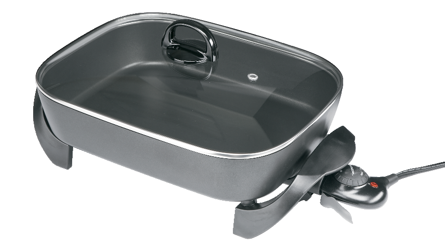 Family-Sized Non-Stick Electric Skillet, Black, 12x15-in