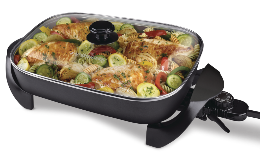 Family-Sized Non-Stick Electric Skillet, Black, 12x15-in
