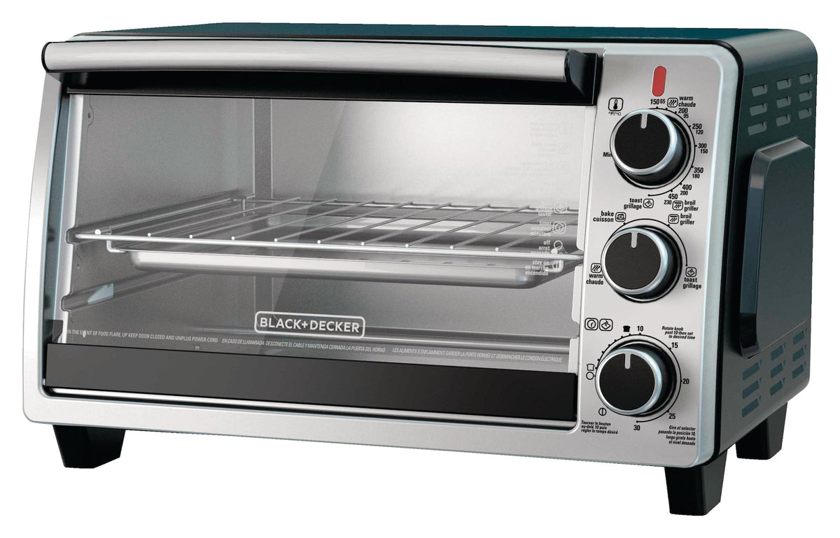 Toaster Oven with 4 Functions, Stainless Steel, 6-Slices