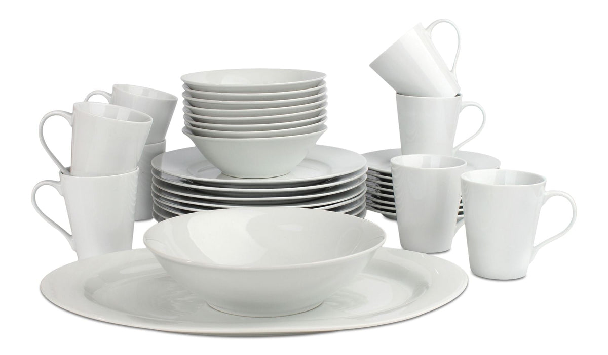 Lauren 34pc Porcelain Dinnerware Set, Serves 8, White
