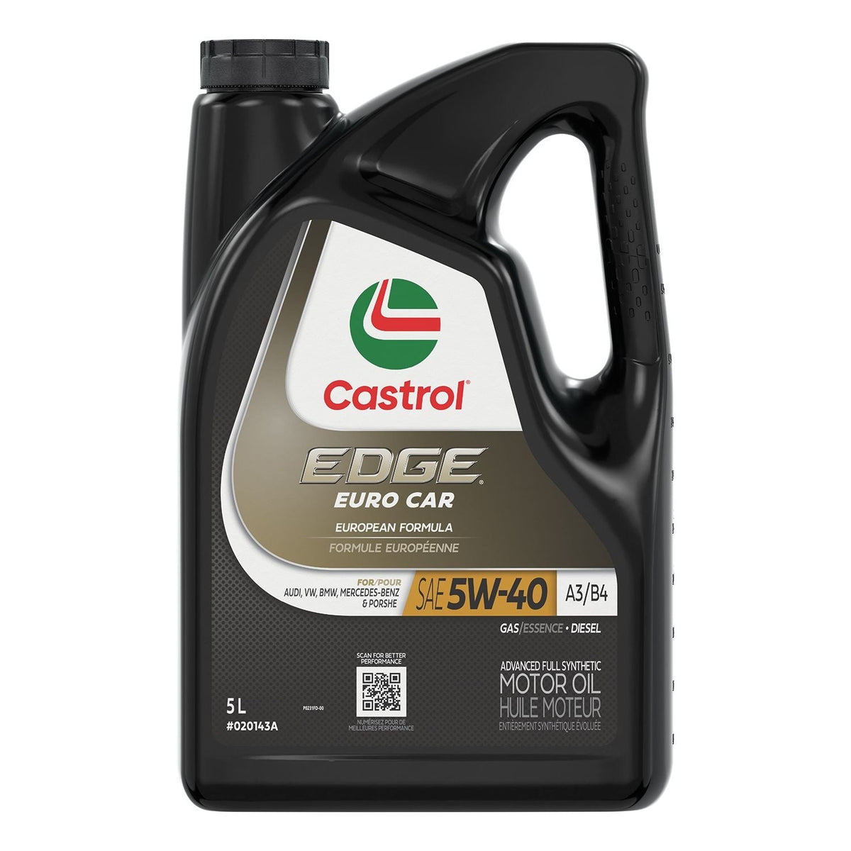 Euro A3/B4 5W40 Advanced Synthetic Engine/Motor Oil, 5-L