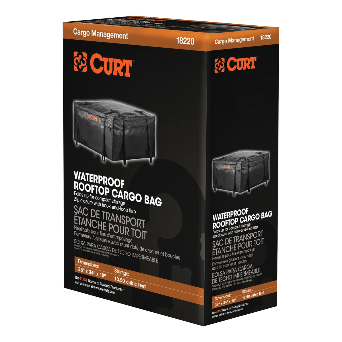 18220 Weather-Resistant Vinyl Roof Top Cargo Bag, Black, 38 x 34 x 18-in