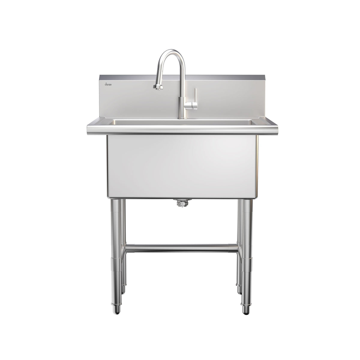 Single Deep Bowl Stainless Steel Utility Sink with Pull-Down Faucet & Strainer, 30-in