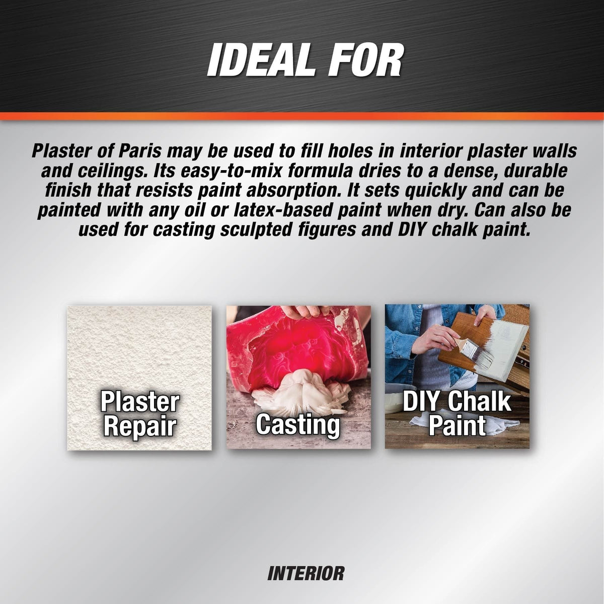 Plaster Of Paris Professional Dry Mix Plaster For Indoor Wall & Ceiling Repairs, 1.8-kg