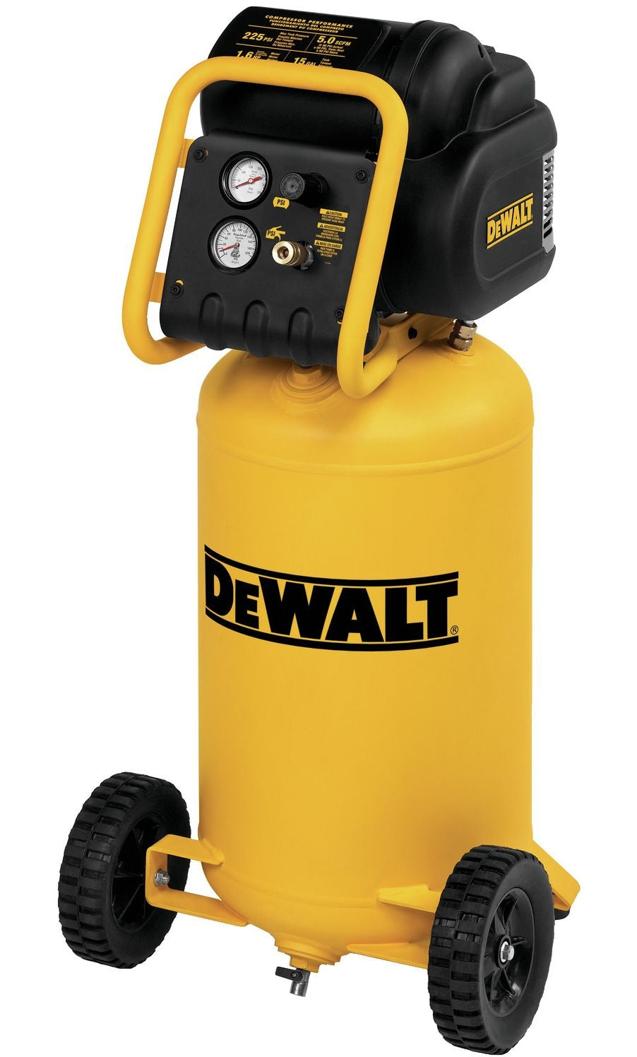 D55168 15-Gallon Oil-Free Portable Workshop Vertical Air Compressor, 225 PSI