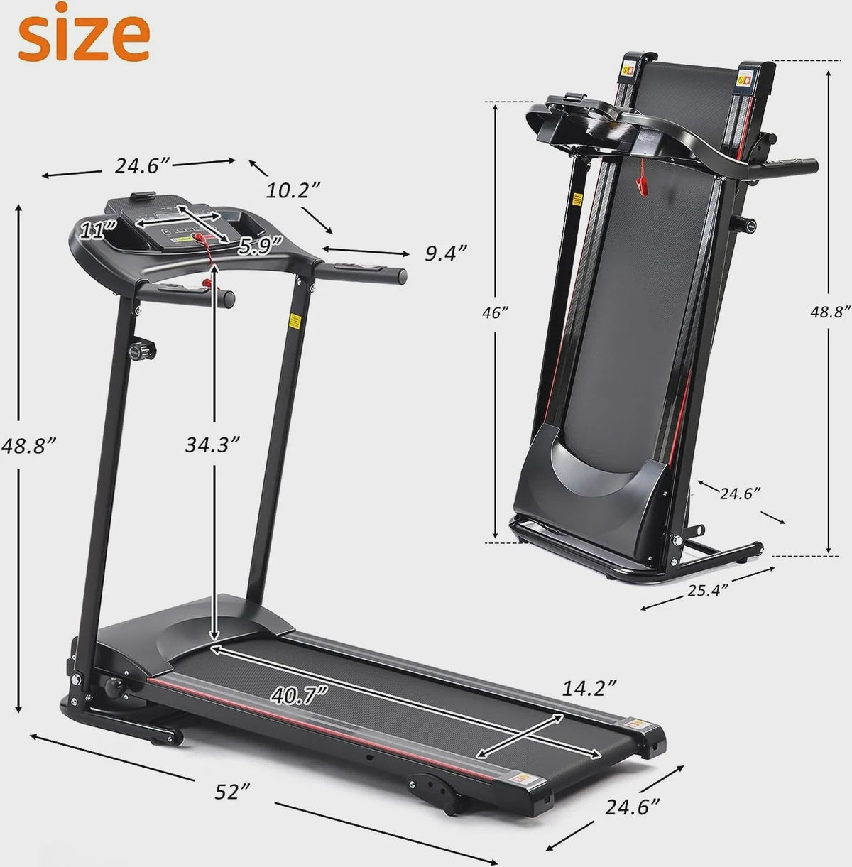 2.5HP Folding Treadmill with Incline, Electric Folding Treadmill for Walking Treadmill Machine 5 in LCD Screen 250 LB Capacity MP3