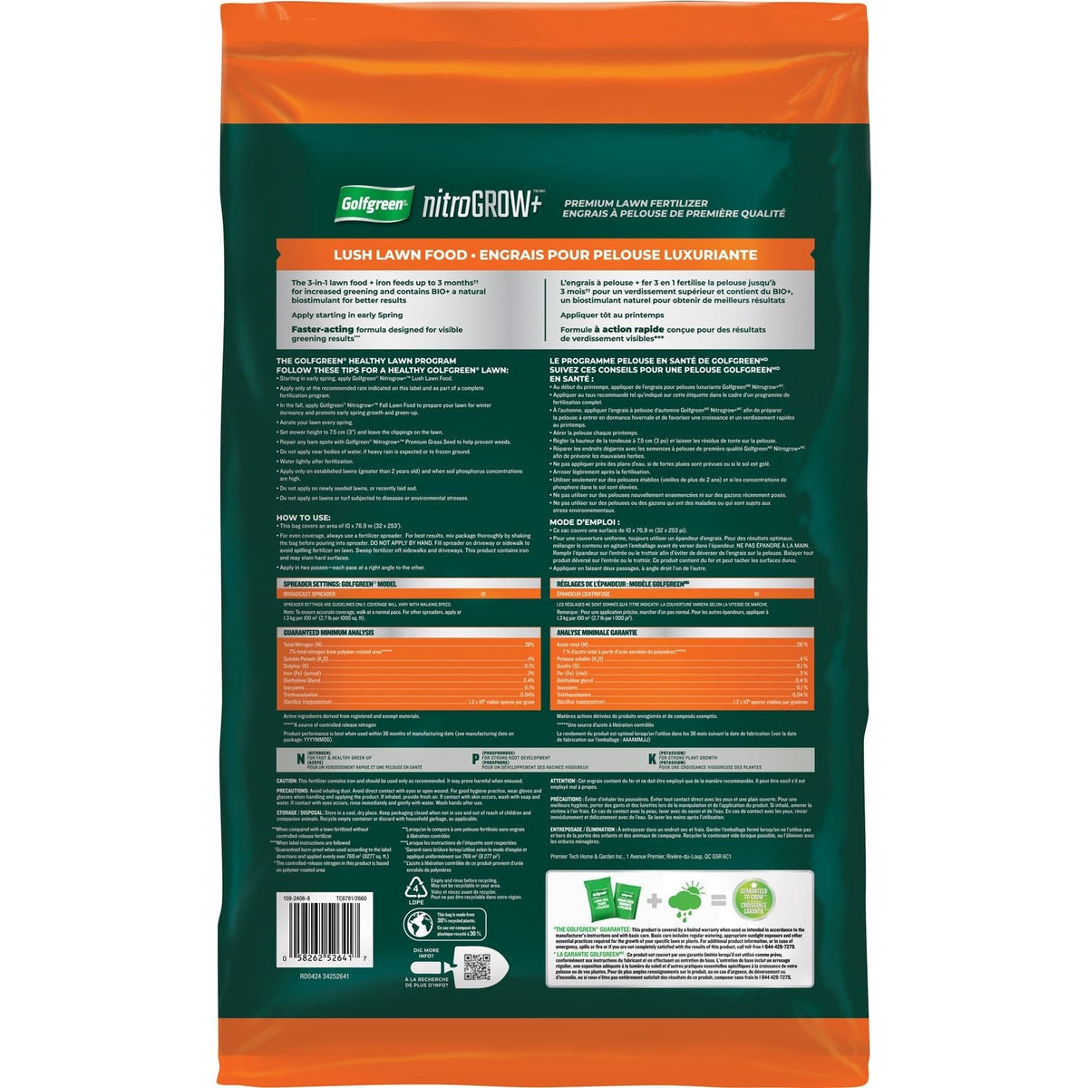 Nitrogrow+ Premium Nitrogen Enriched Lush Lawn Fertilizer, 28-0-4, 10kg