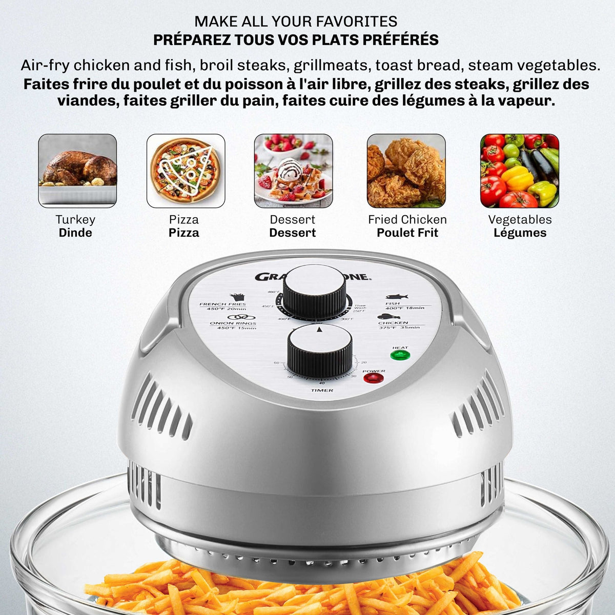 Glass Air Fryer, Silver