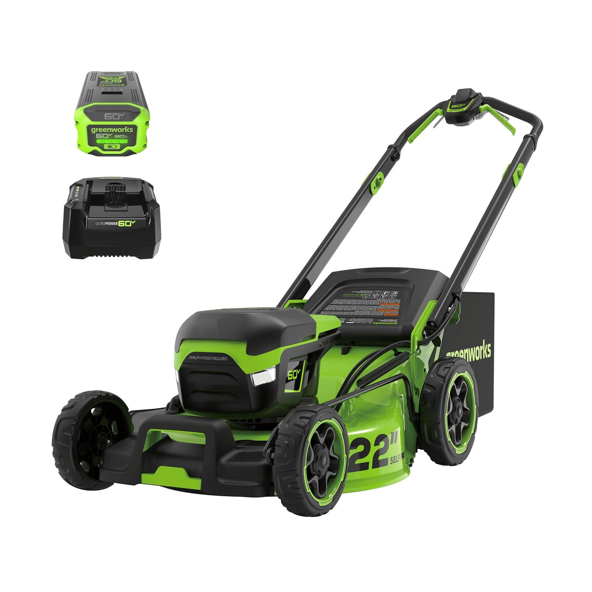 22-in 60V Self-Propelled Mower with 1 x 8.0Ah Battery and 6A Charger