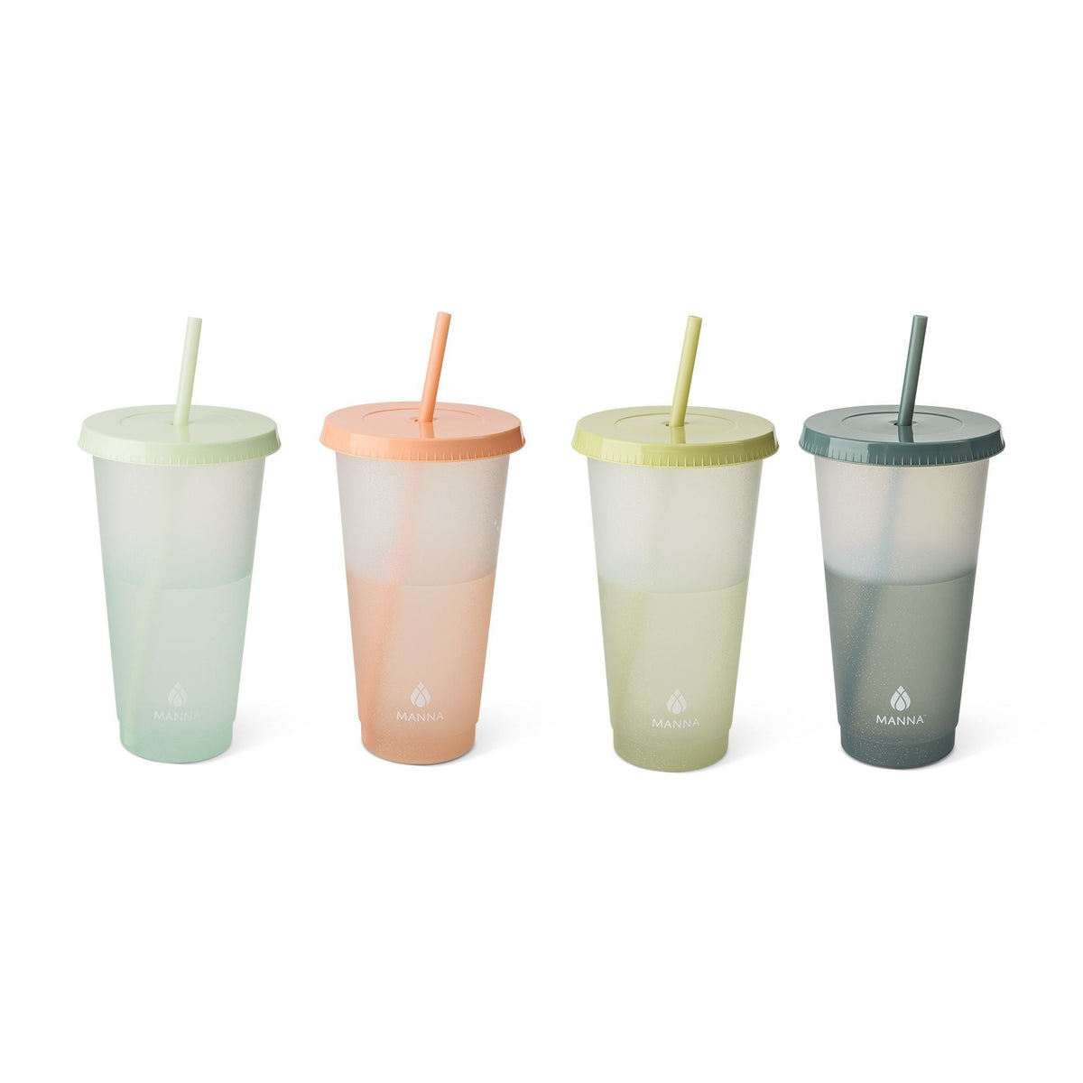 Colour Changing Glitter Plastic Tumbler with Splashproof Lid, 24-oz, 4-pk