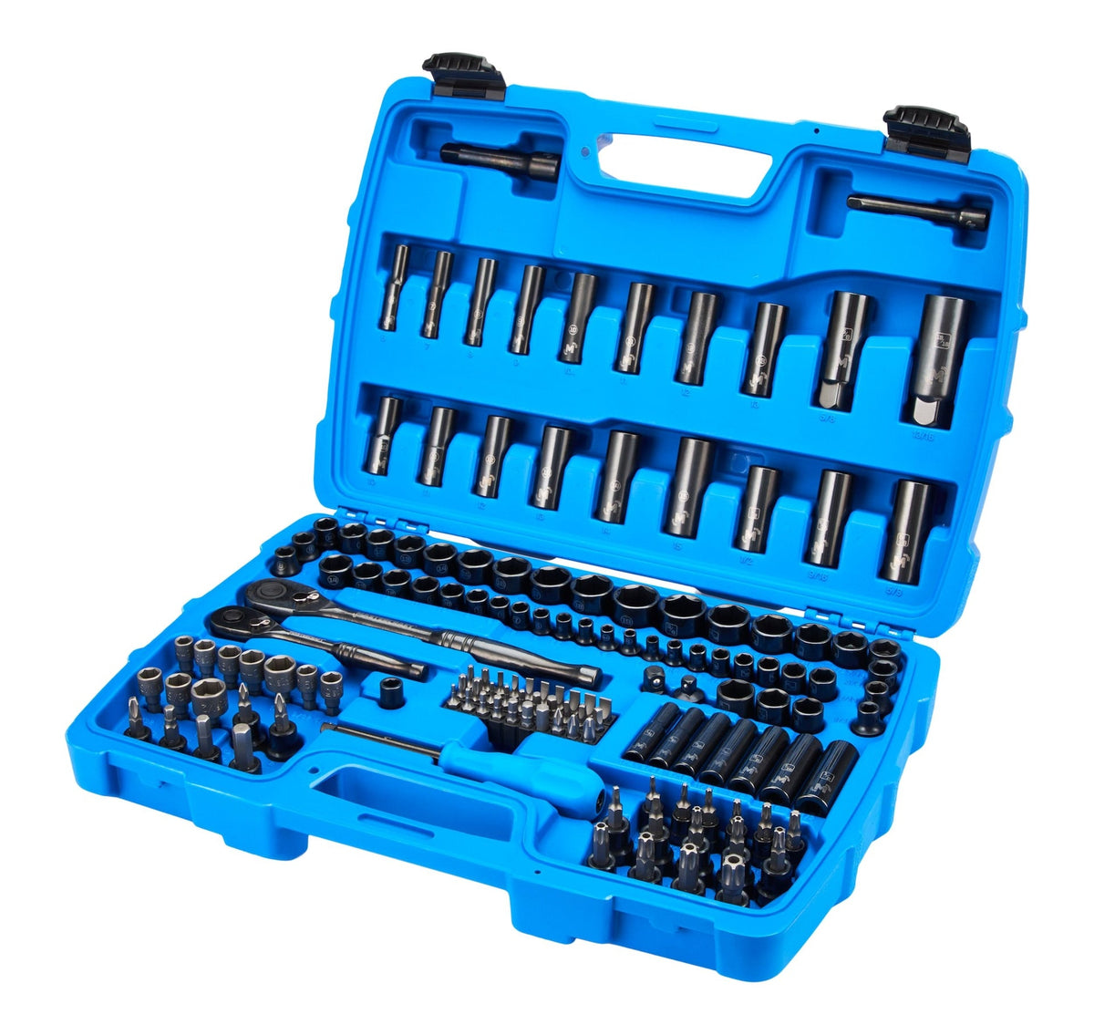 140 Piece 1/4" and 3/8" Drive Black Socket Set
