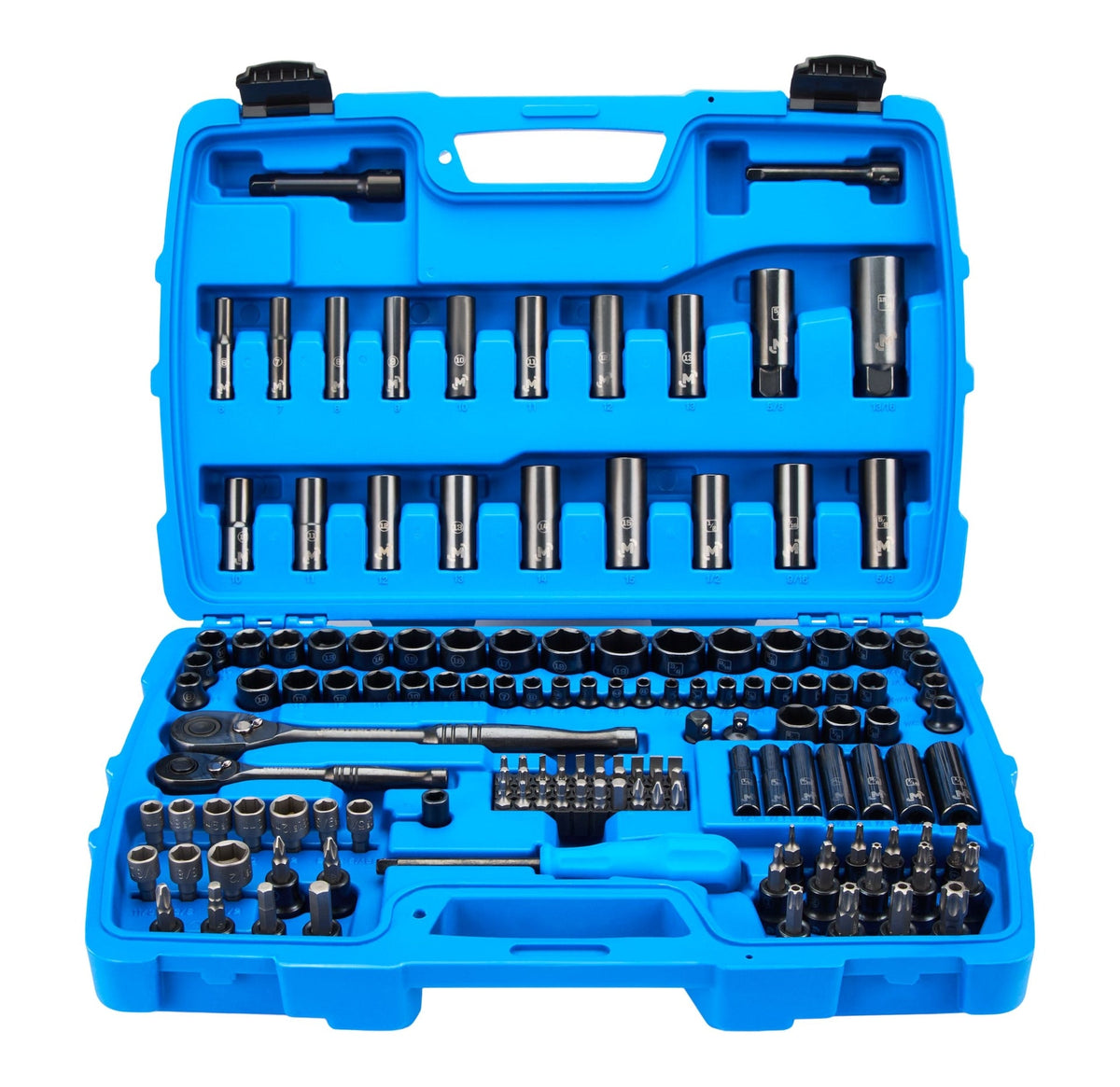 140 Piece 1/4" and 3/8" Drive Black Socket Set