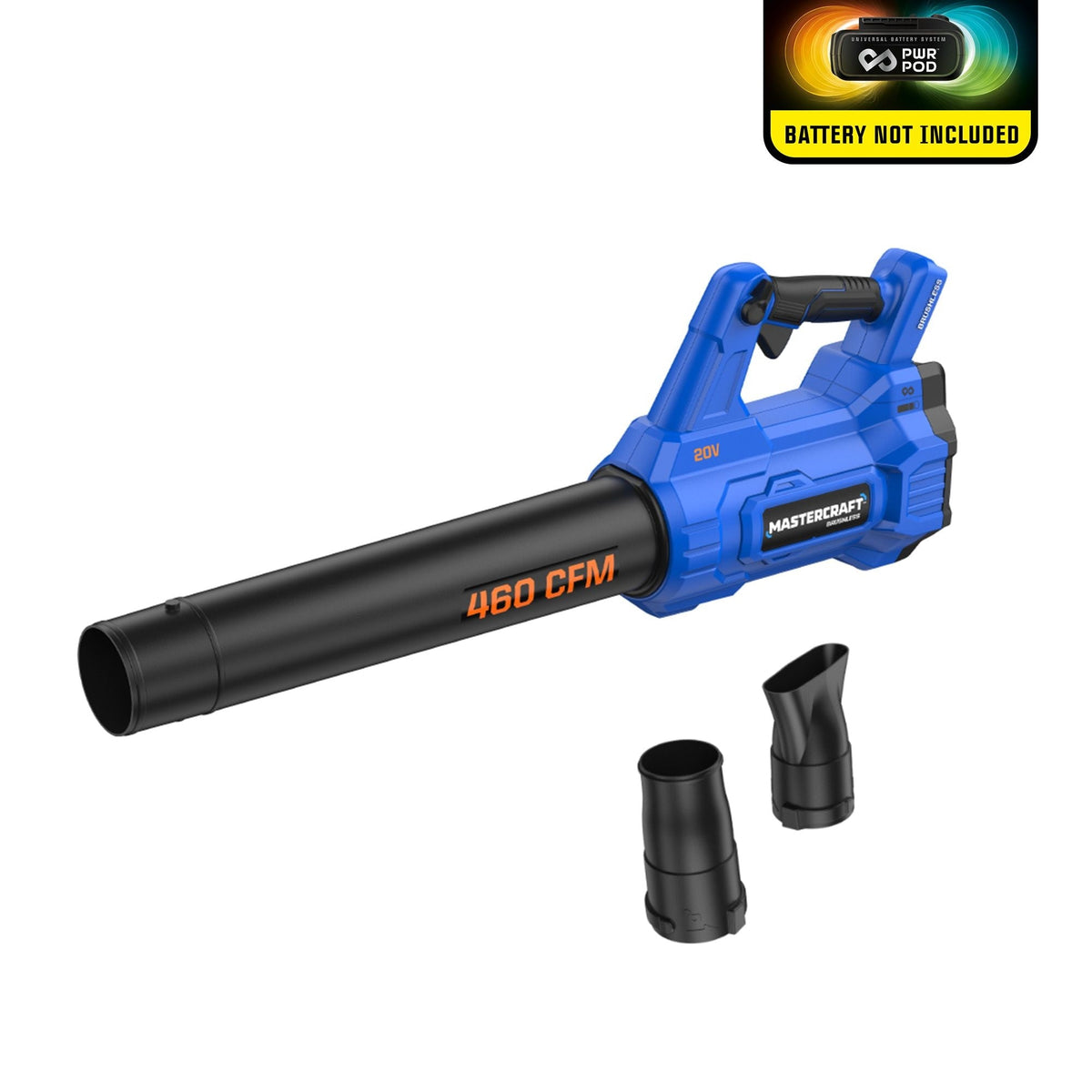 20V Cordless 460 CFM Brushless Leaf Blower, Tool Only, Compatible