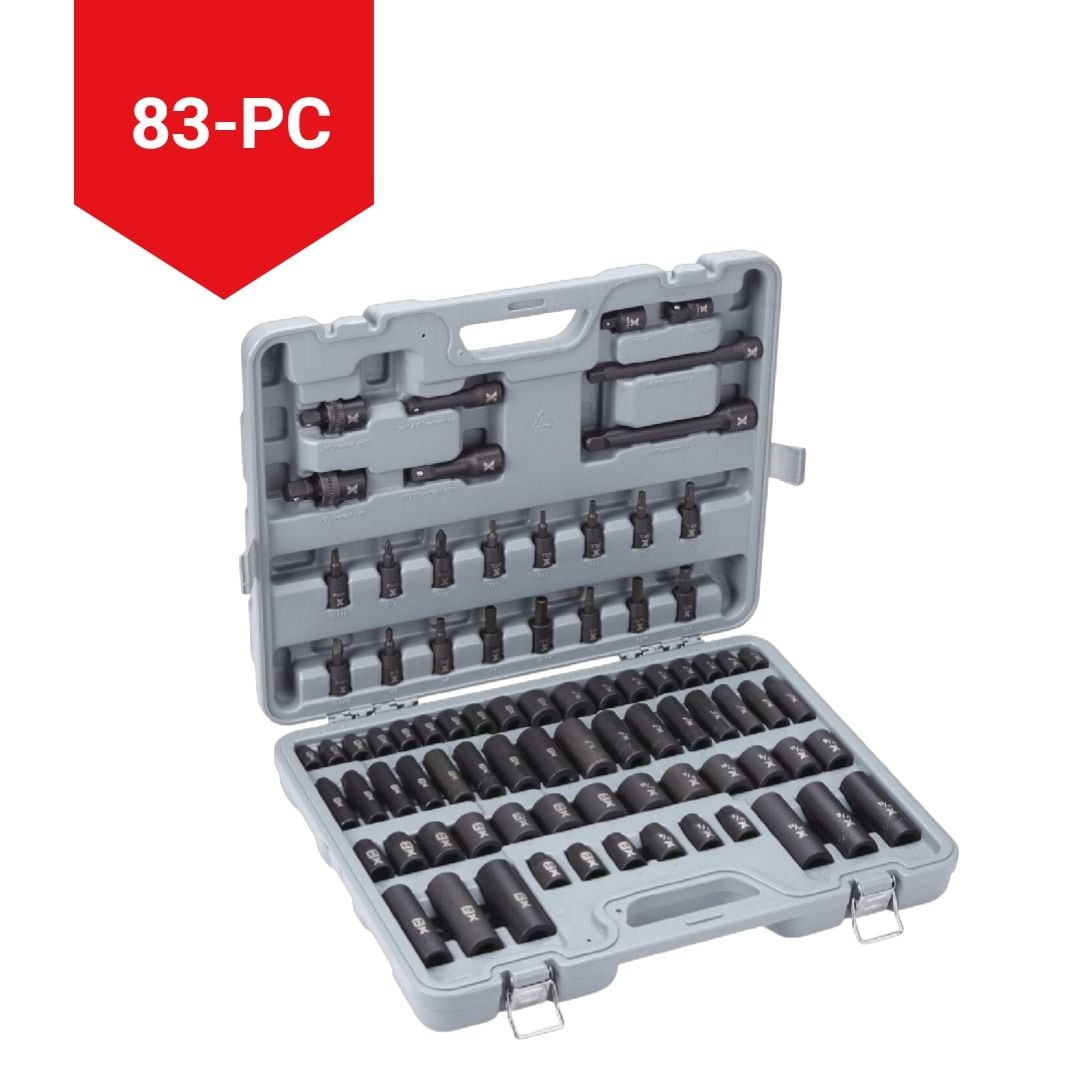 3/8-in & 1/2-in Drive Professional Grade Impact Socket Set, 83-pc, CRMO