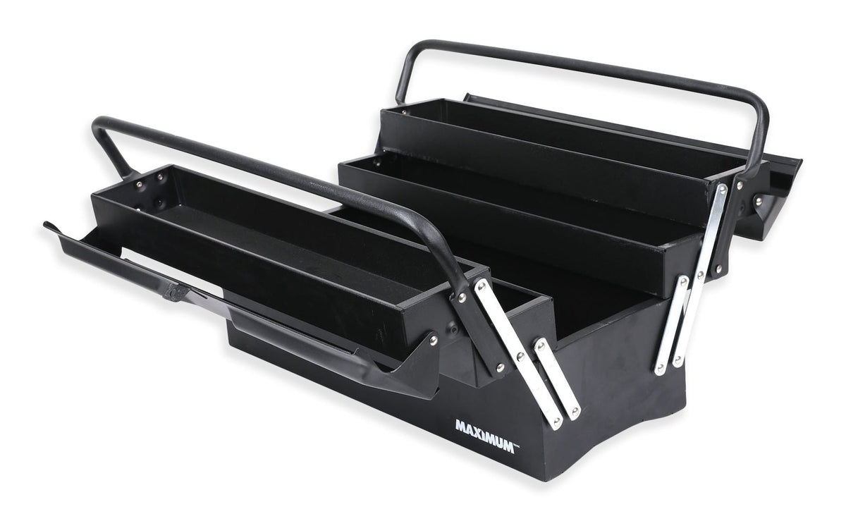 Portable 5-Tray Cantilever Tool Box, Black, 21-in