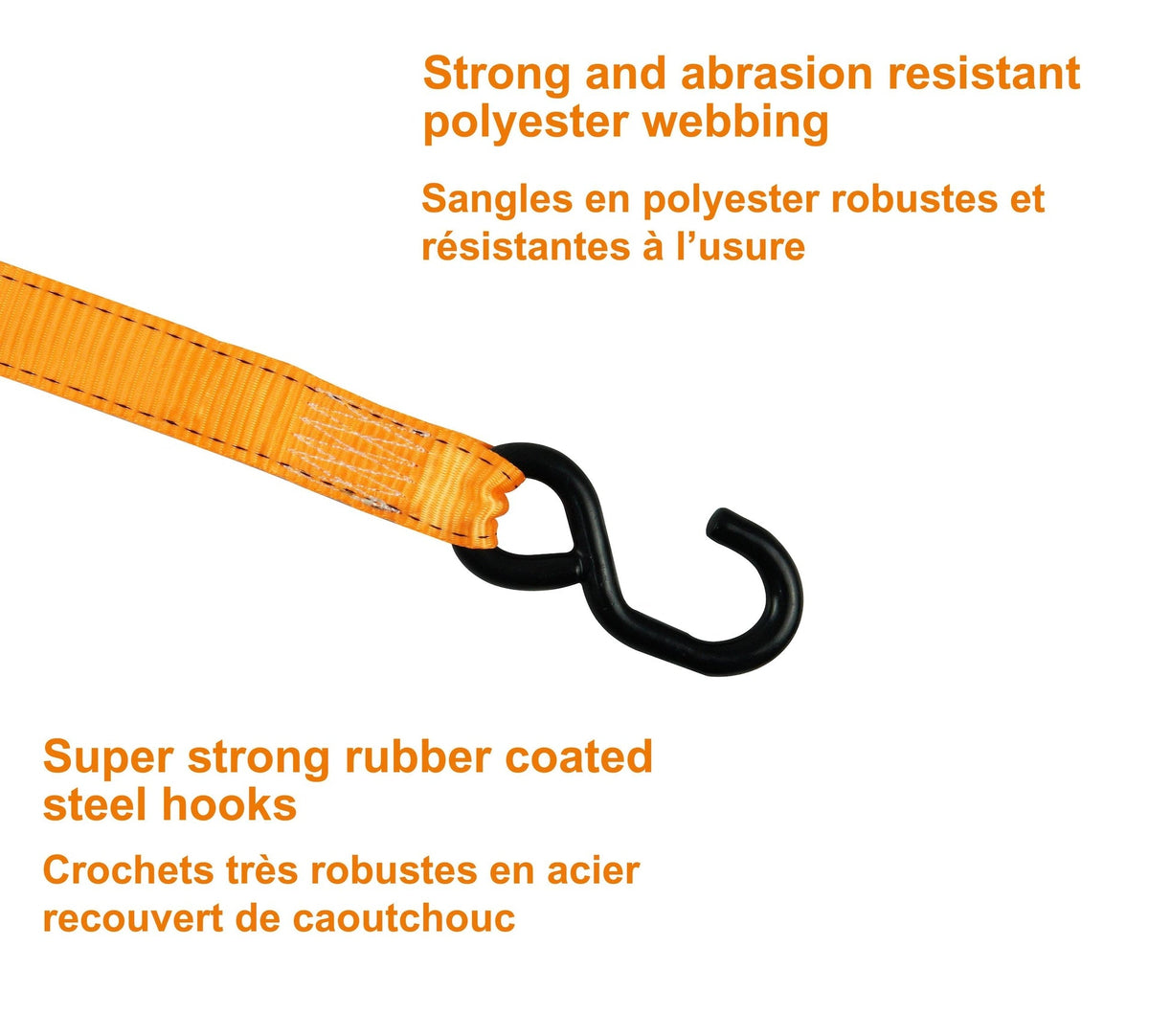 3,000-lb Heavy-Duty Sliding Ratchet Tie Down Straps, 1.25-in x 8-ft, 2-pk