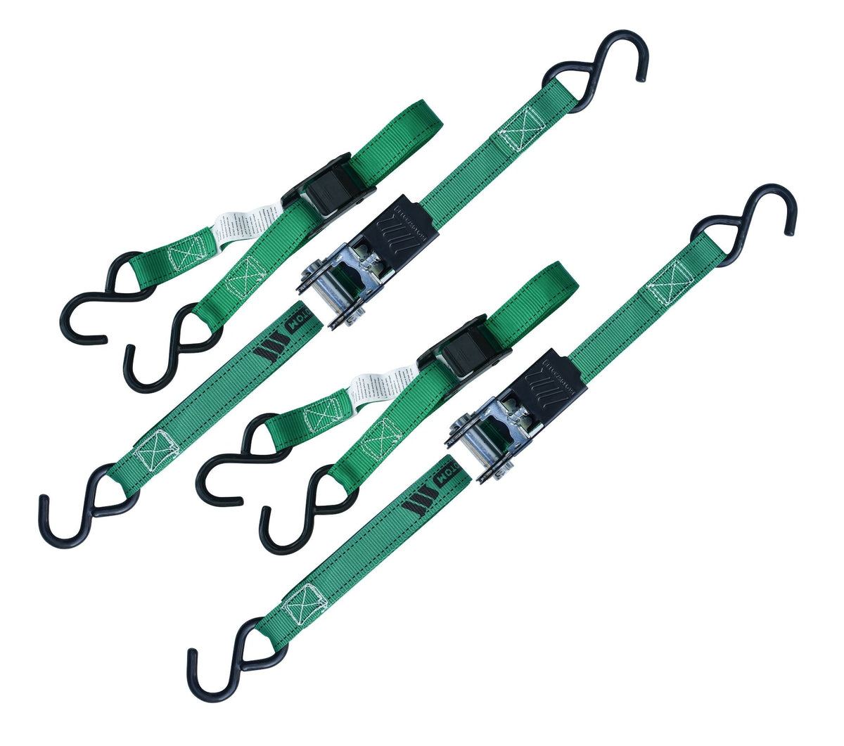900-lb Ratchet/Cambuckle Tie-Down Straps, Non-Padded, 1-in x 10-ft, 4-pk