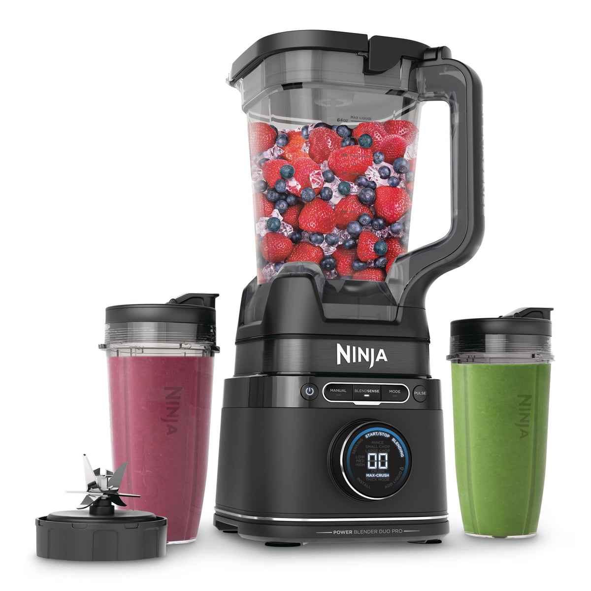 Duo Blender with 72-oz Full-Size Pitcher & Pre-Set Programs, Includes Two 24-oz Single-Serve Cups, 1800W