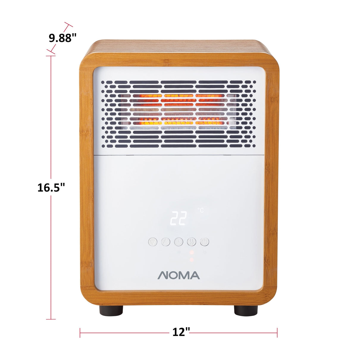 3-Setting Cabinet Heater with Child Lock, Quartz and Radiant Heating, Wood Grain Finish