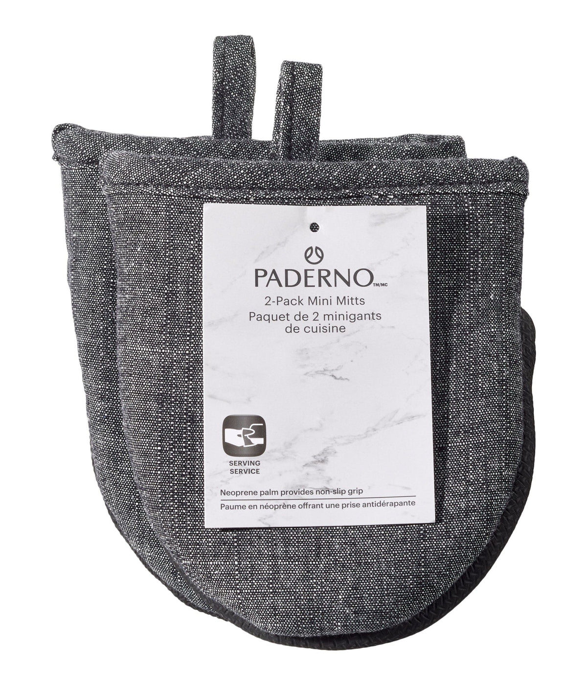 Neoprene Palm Mini Mitts, Black Chambray, One-Size, 2-pk