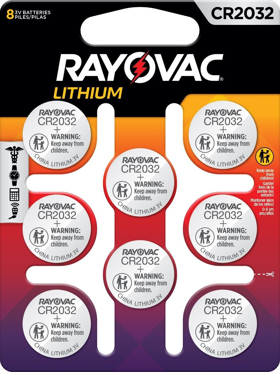 CR2032 Lithium Coin Batteries, 8-ct