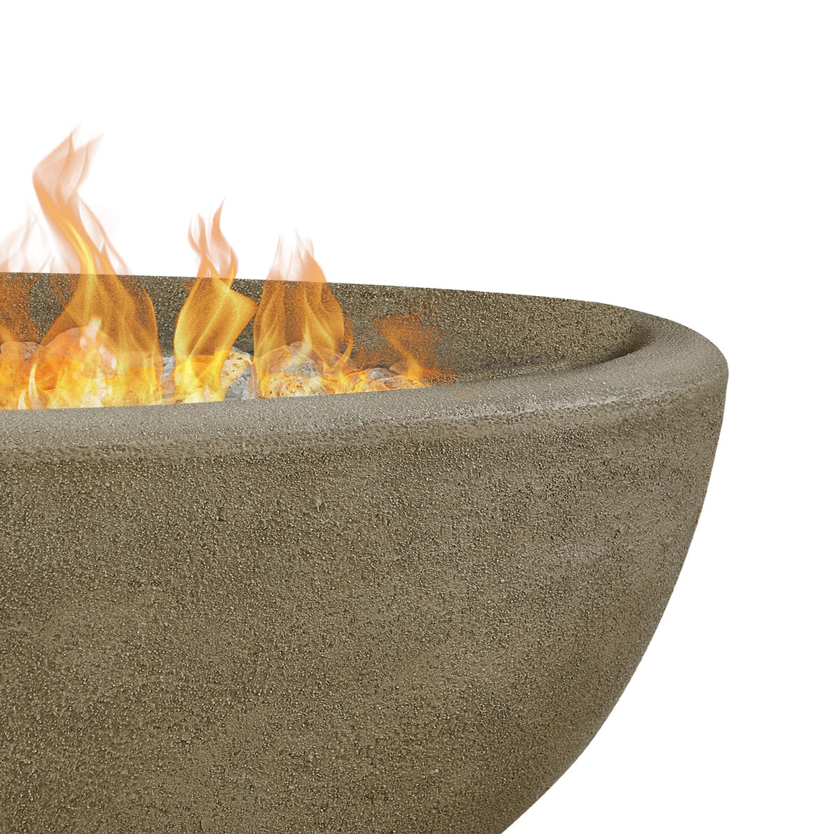 Riverside Oval Concrete Propane Fire Pit in Glacier Gray, 48-in