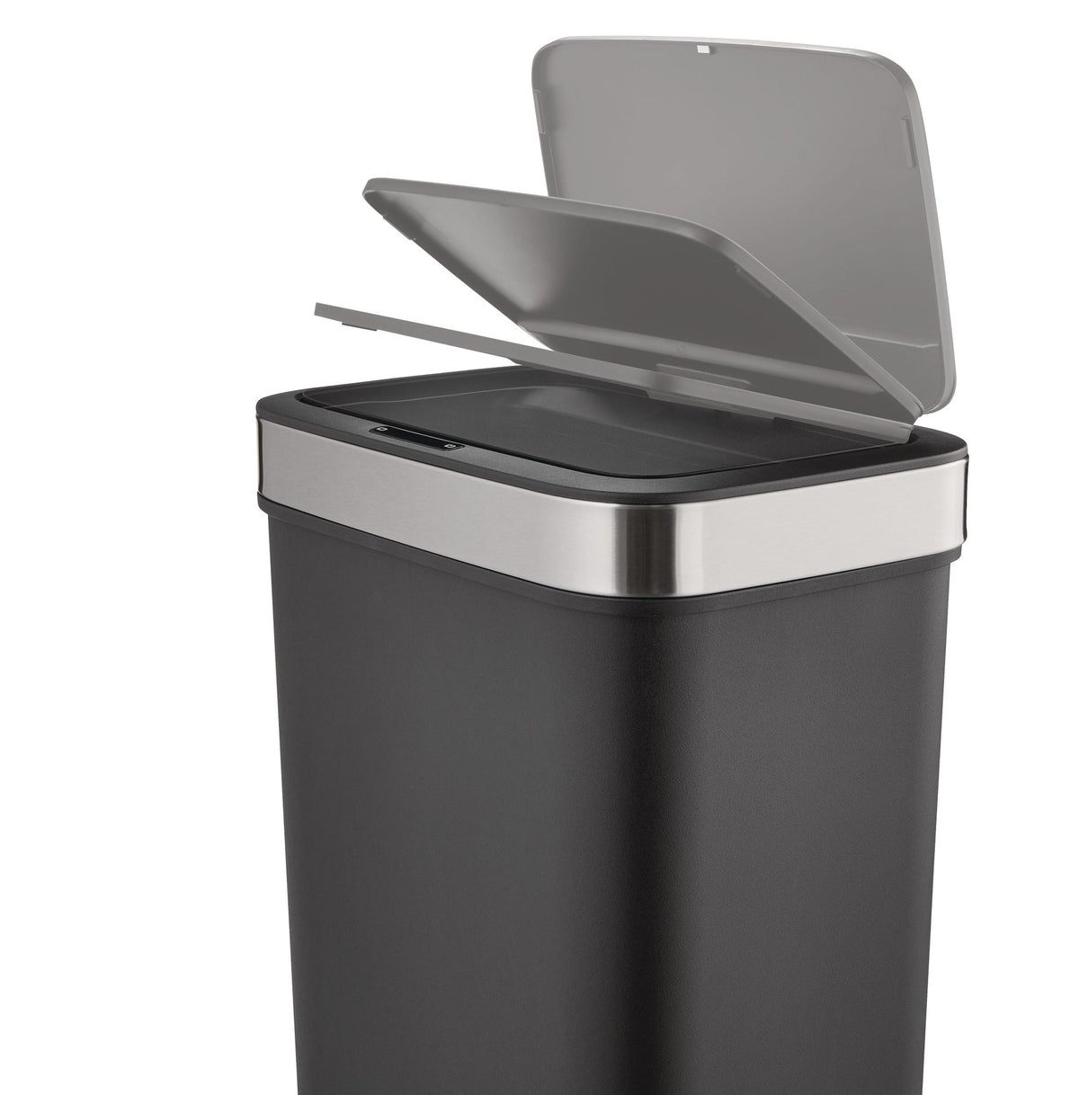 Resin Rectangular Auto Indoor Refuse Bin, Motion Sensor Lid, Black, 50-L