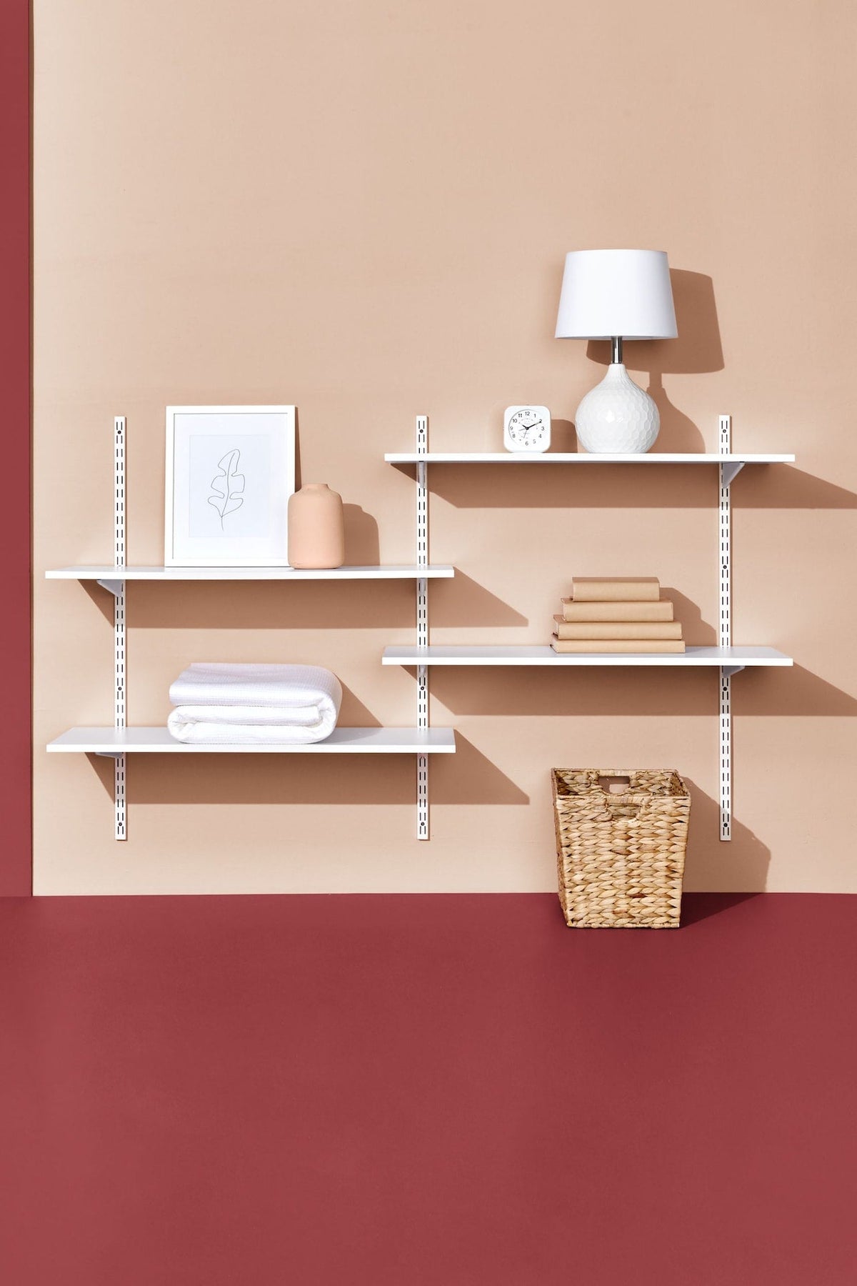 Wooden Floating Wall Shelf Board, White, 16 x 35-in
