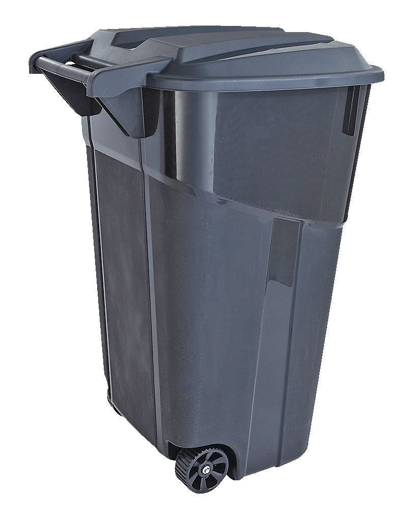 Plastic Rectangular Wheeled Outdoor Garbage Can, Black, 121-L (32 US gal)