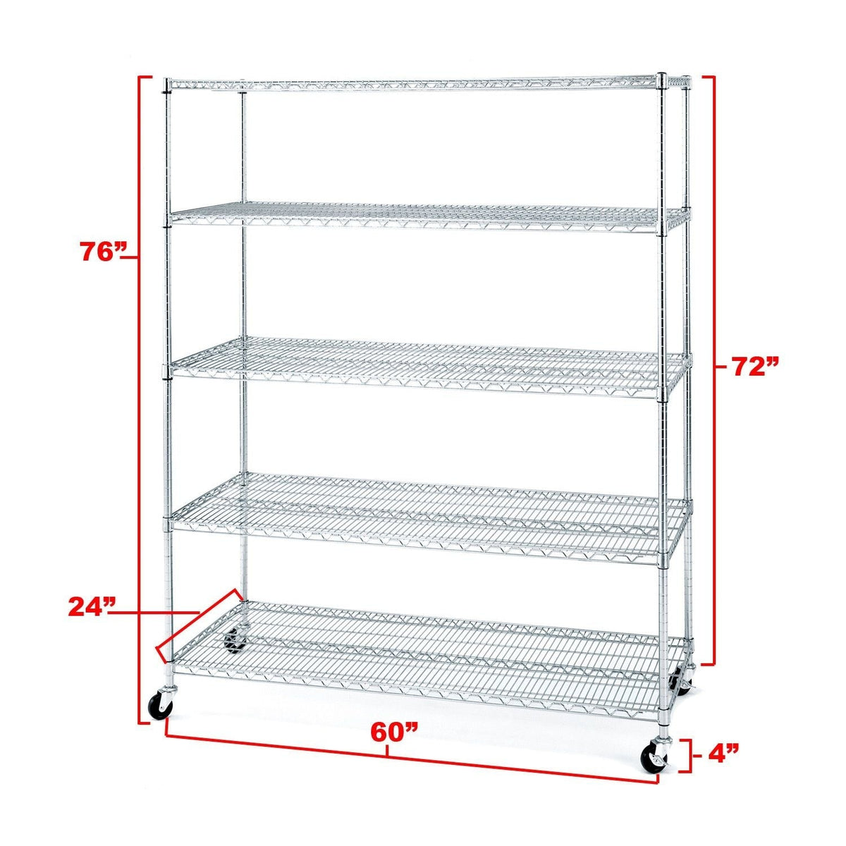 5-Tier Steel Shelving Rack, 60-in x 24-in x 72-in