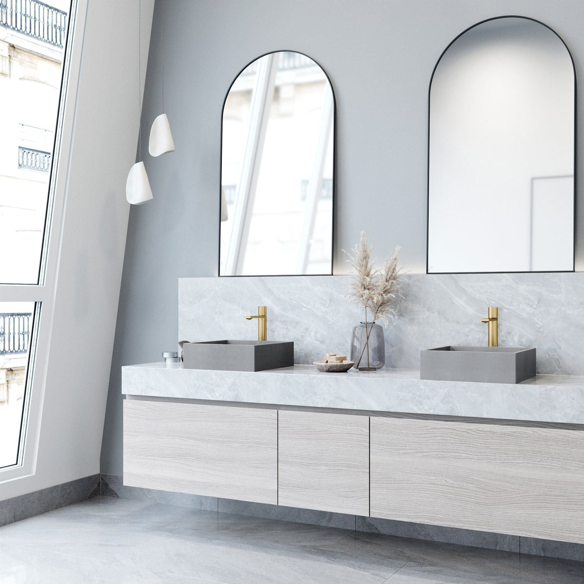 Alhambra Gothic Concreto Stone 15x15-in Deep Grey Bathroom Sink/Basin with Square Vessel