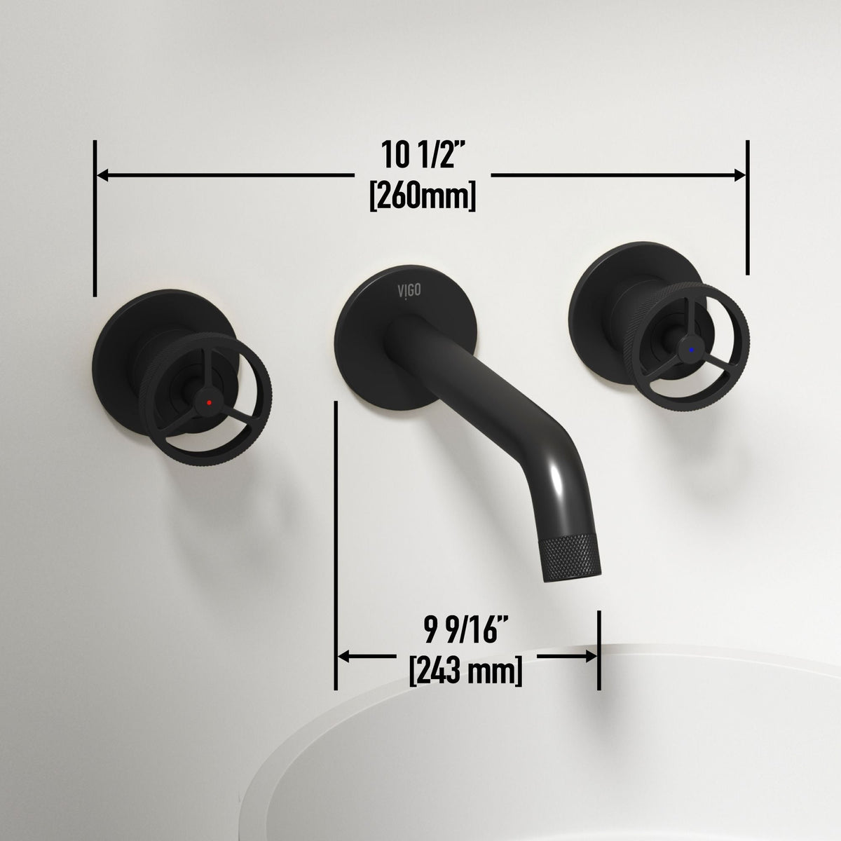 Anvil Round White Composite Bathroom Sink/Basin Set with Cass Wall Mount Faucet and Pop-Up Drain