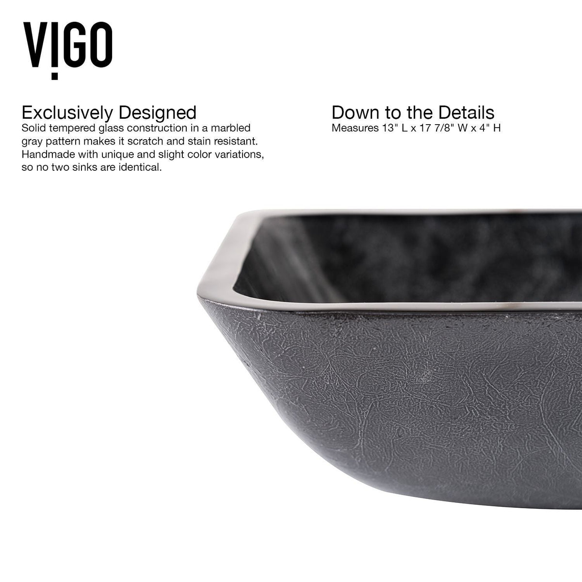 Glass Grey Onyx Bathroom Sink/Basin Set with Matte Black Lexington Faucet and Rectangular Vessel