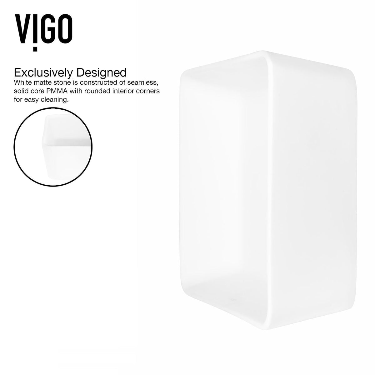 Marigold Matte White Bathroom Sink/Basin Set with Amada Faucet and Rectangular Composite Vessel
