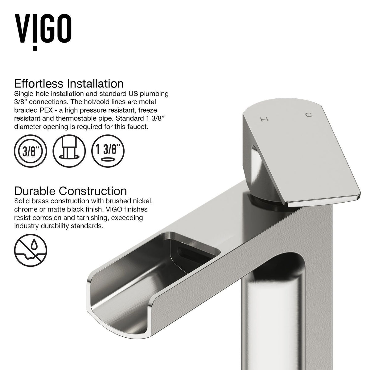 Marigold Matte White Bathroom Sink/Basin Set with Amada Faucet and Rectangular Composite Vessel
