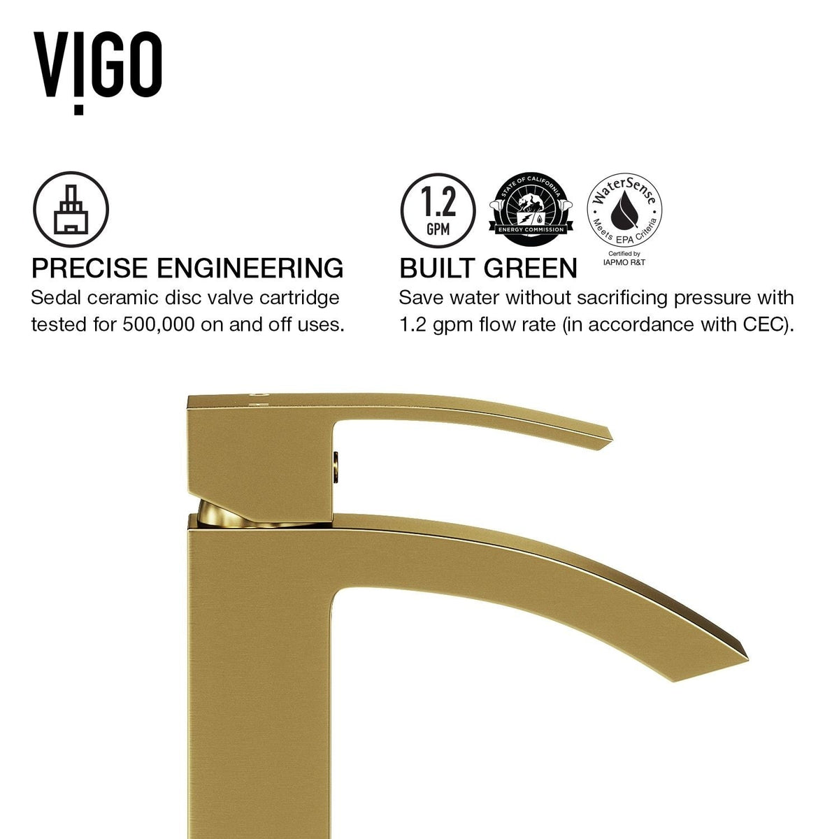 Satro Single Handle Single Hole Bathroom Sink Faucet, WaterSense Certified, Matte Gold