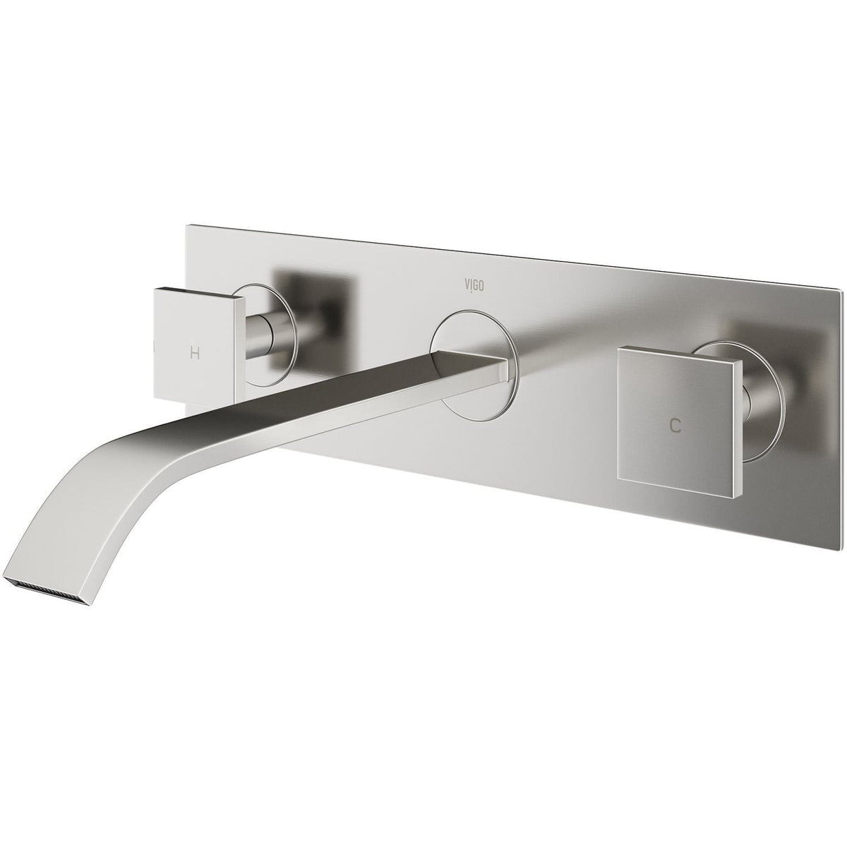 Titus Wall Mount Dual Handle Bathroom Sink Faucet, Eco-Friendly 1.2 GPM Flow Rate, Brushed Nickel