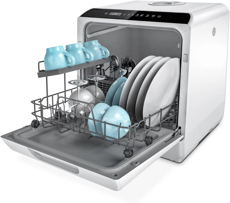 Countertop Dishwasher, 5 Washing Programs Portable Dishwasher With 5-Liter Built-in Water Tank For Glass Door U1172