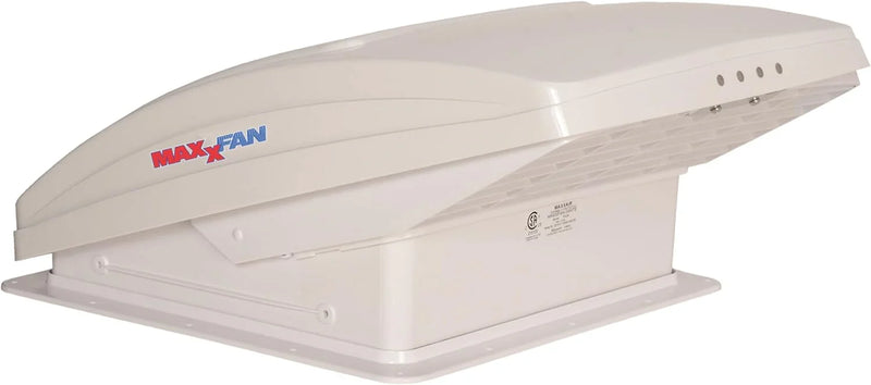 Deluxe - All-In-One RV Vent, Shield & Fan; Built-In Rain Shield, 10 Speed Reversible Fan with Thermostat, Fits Standard 14"x14" Roof Openings, 12V Long Life Motor, White (00-05100K) Q2864